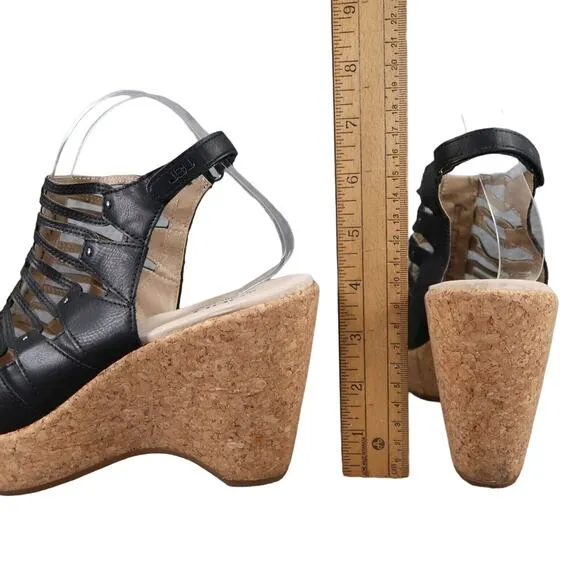 Jambu Shoes Womens 9 Sandals Wedge Platform Fashion Caged Peep Toe Cushioned JBU