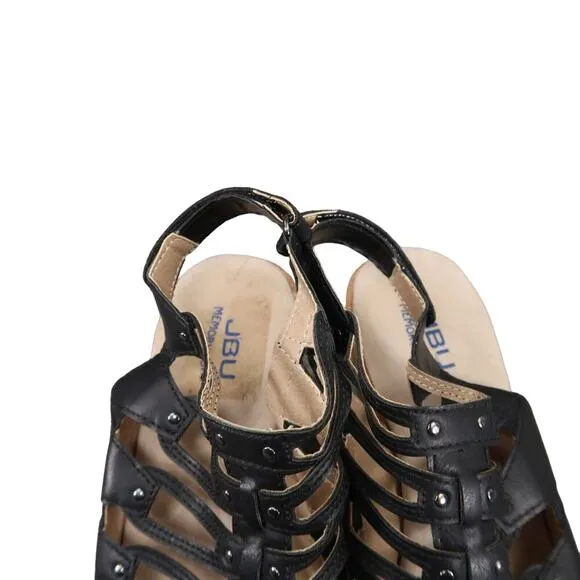 Jambu Shoes Womens 9 Sandals Wedge Platform Fashion Caged Peep Toe Cushioned JBU