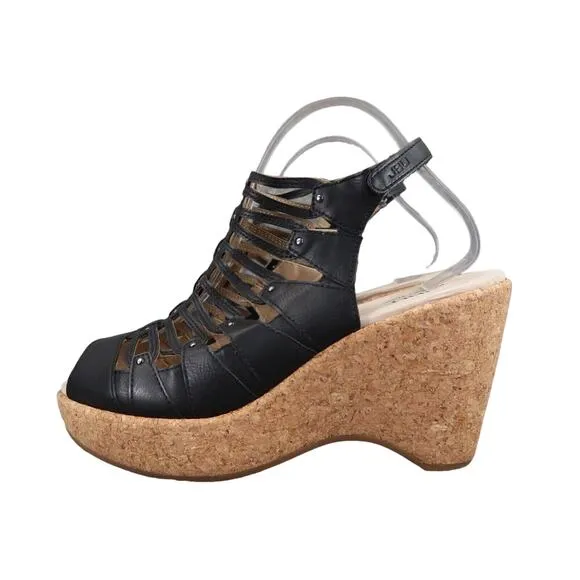 Jambu Shoes Womens 9 Sandals Wedge Platform Fashion Caged Peep Toe Cushioned JBU