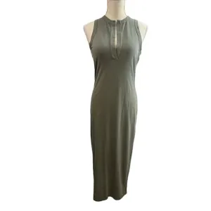 James Perse Maxi Dress Sleeveless Cotton Green Sz 2/Medium Minimalist NWT /NEW