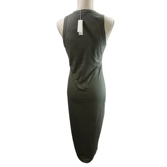 James Perse Maxi Dress Sleeveless Cotton Green Sz 2/Medium Minimalist NWT /NEW