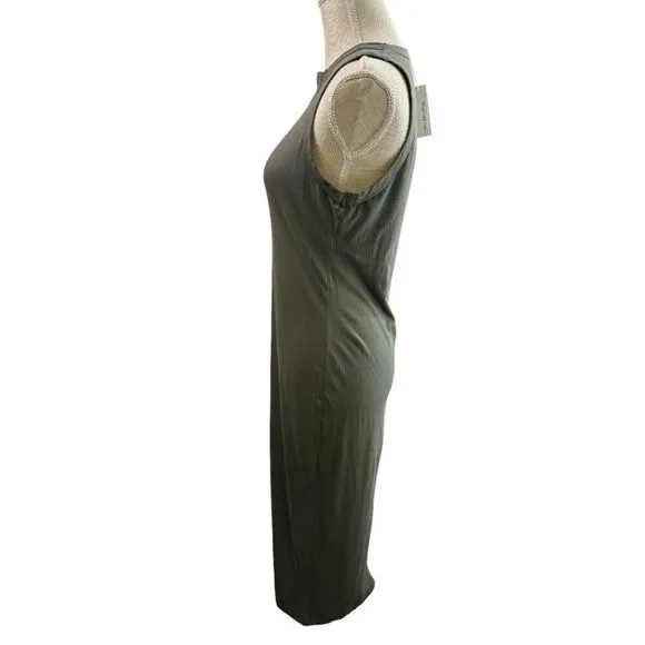James Perse Maxi Dress Sleeveless Cotton Green Sz 2/Medium Minimalist NWT /NEW