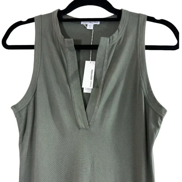 James Perse Maxi Dress Sleeveless Cotton Green Sz 2/Medium Minimalist NWT /NEW