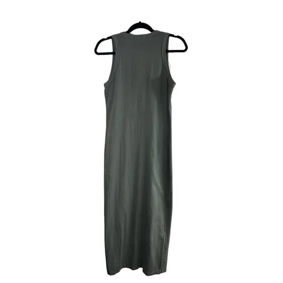 James Perse Maxi Dress Sleeveless Cotton Green Sz 2/Medium Minimalist NWT /NEW