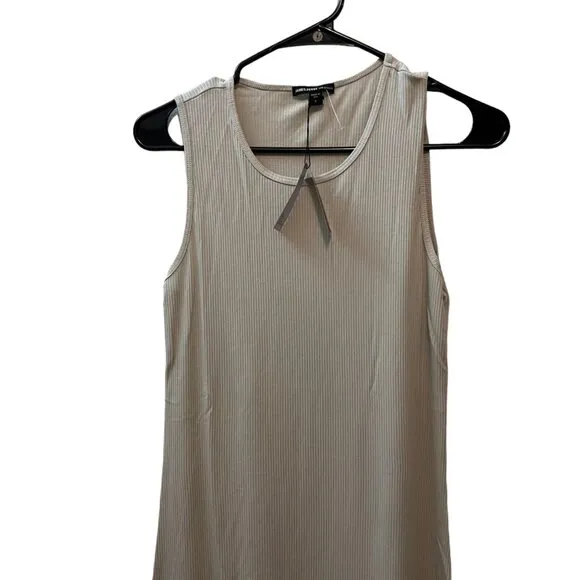 James Perse Neutral Minimalist Tan Rib Knit Maxi Tank Dress Size 2 NWT