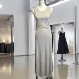 James Perse Neutral Minimalist Tan Rib Knit Maxi Tank Dress Size 2 NWT