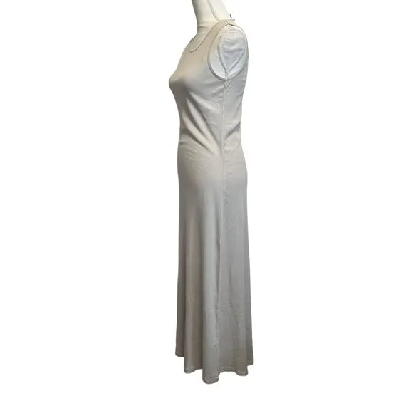 James Perse Neutral Minimalist Tan Rib Knit Maxi Tank Dress Size 2 NWT