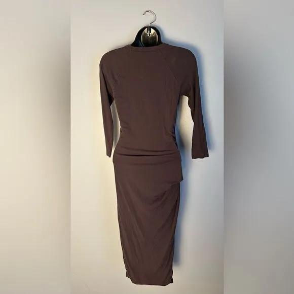 James Perse Standard Skinny Dress Brown Fitted Minimalist - Size 1 / Small