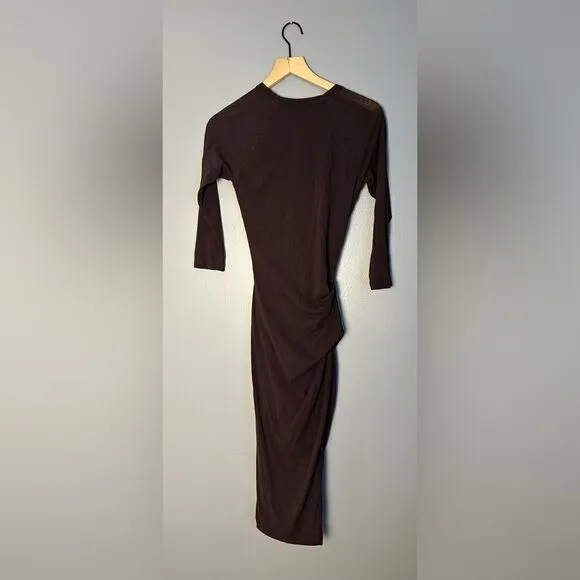 James Perse Standard Skinny Dress Brown Fitted Minimalist - Size 1 / Small