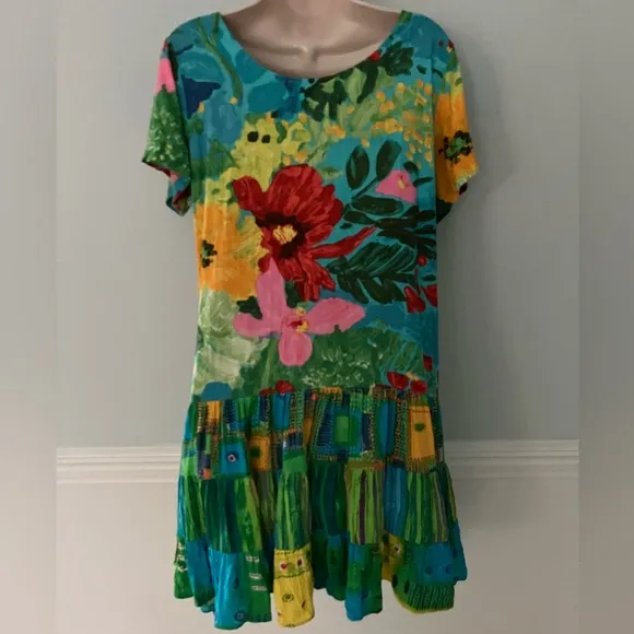 Jams World Hattie Hawaiian beach dress cover up vacation travel minimalist M