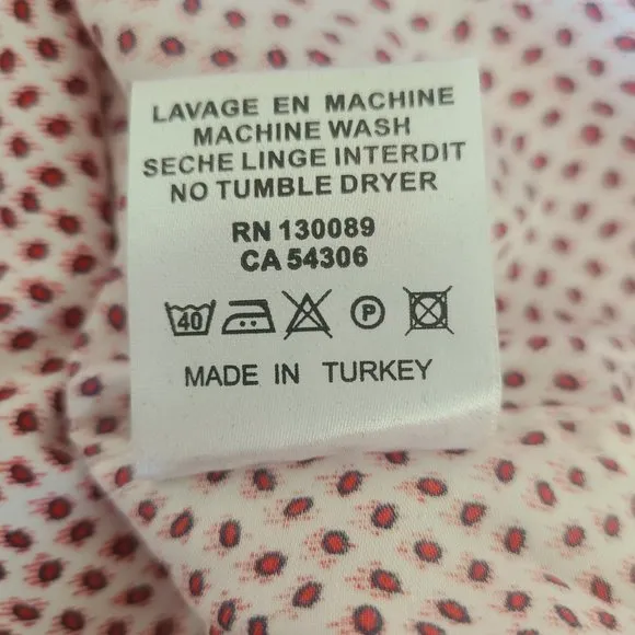 Jared Lang Mens Luxury Dress Shirt Size 17 1/2 Red Print Flip Cuff NWT *size