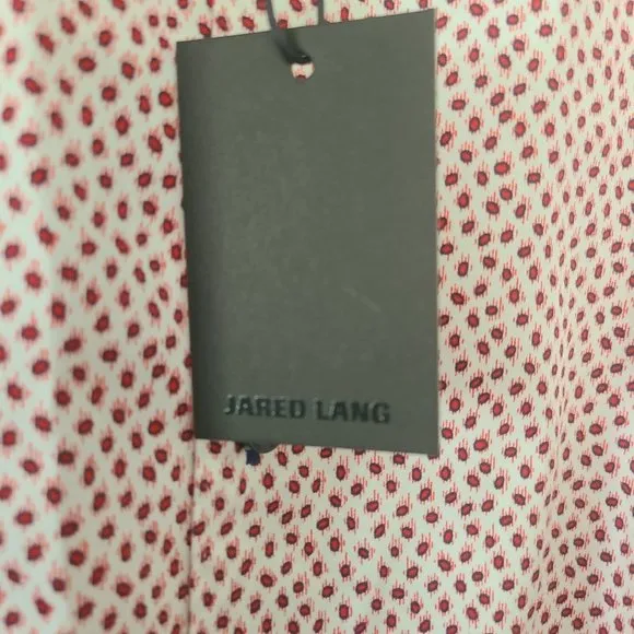 Jared Lang Mens Luxury Dress Shirt Size 17 1/2 Red Print Flip Cuff NWT *size