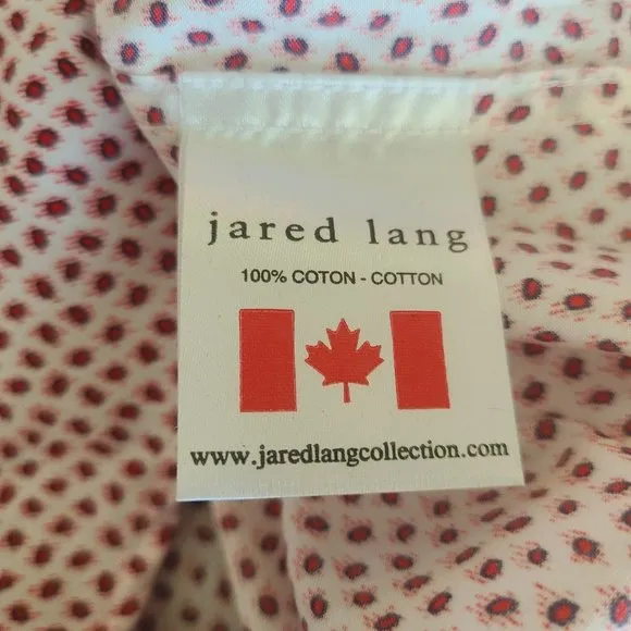 Jared Lang Mens Luxury Dress Shirt Size 17 1/2 Red Print Flip Cuff NWT *size