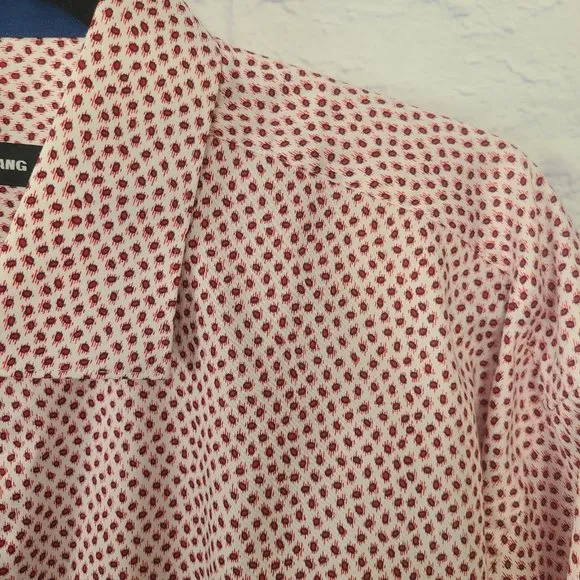 Jared Lang Mens Luxury Dress Shirt Size 17 1/2 Red Print Flip Cuff NWT *size