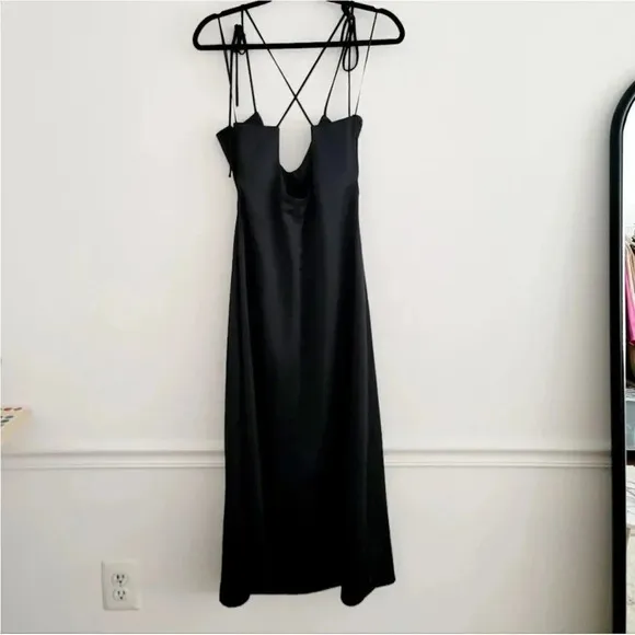 Jason Wu Black Satin Ruched midi Dress NWT