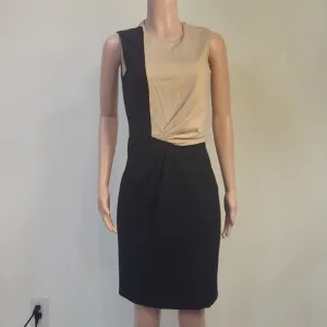 Jason Wu Colorblock Black and Tan Minimalist Hidden Zipper Dress Size: 8