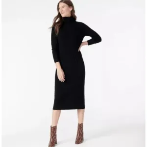 J.Crew Black Cashmere Turtleneck Sweater Dress Sz Small Quiet Luxury Old Money