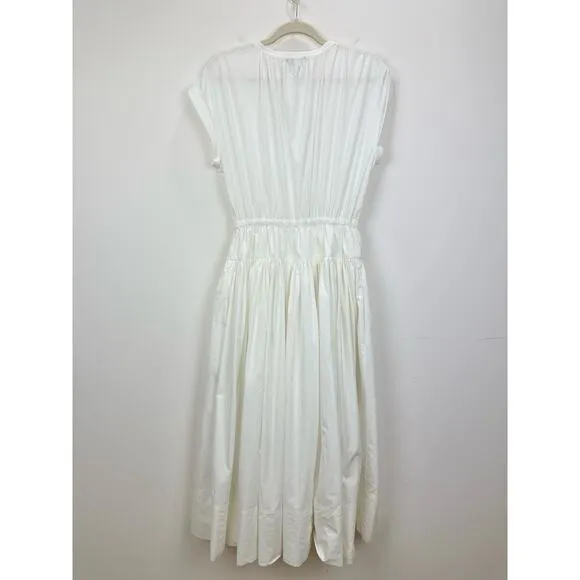 J.Crew Drop Waist Midi Dress Cotton Poplin White A Line Minimalist Small NWT