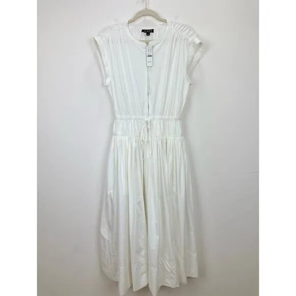 J.Crew Drop Waist Midi Dress Cotton Poplin White A Line Minimalist Small NWT