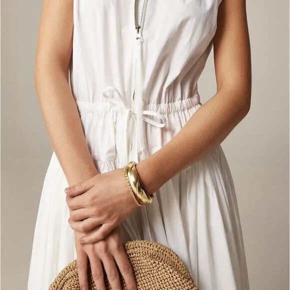J.Crew Drop Waist Midi Dress Cotton Poplin White A Line Minimalist Small NWT