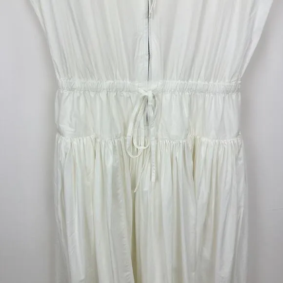 J.Crew Drop Waist Midi Dress Cotton Poplin White A Line Minimalist Small NWT