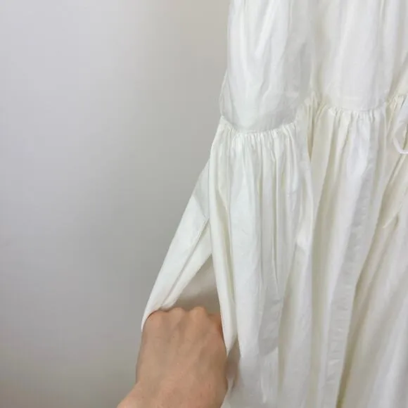 J.Crew Drop Waist Midi Dress Cotton Poplin White A Line Minimalist Small NWT