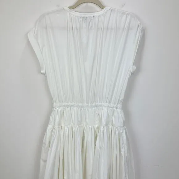 J.Crew Drop Waist Midi Dress Cotton Poplin White A Line Minimalist Small NWT