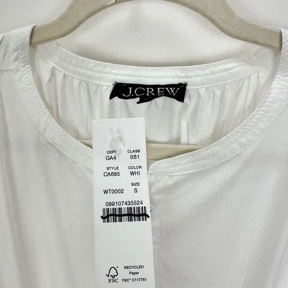 J.Crew Drop Waist Midi Dress Cotton Poplin White A Line Minimalist Small NWT