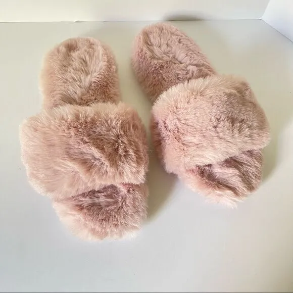 J.Crew Fuzzy Slide Slippers NWOT