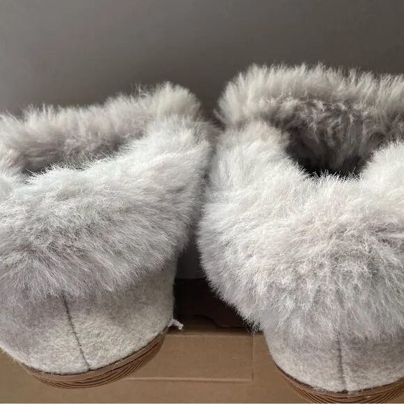 J.Crew Heathered faux-fur slippers In Heather Grey Sz 8 NWT