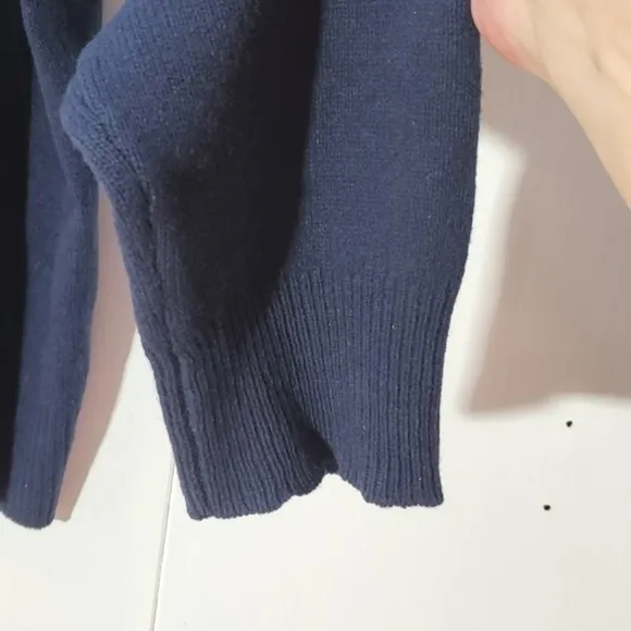 J.Crew- Mens Pure Lambswool Crew neck Navy Blue Sweater luxury warm Sz.Large