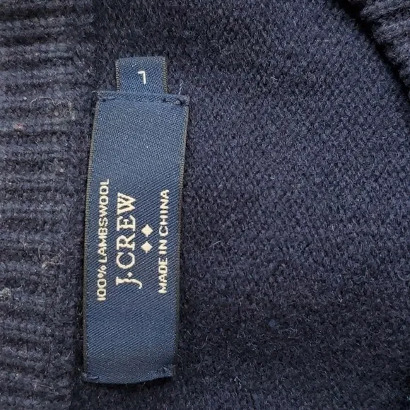 J.Crew- Mens Pure Lambswool Crew neck Navy Blue Sweater luxury warm Sz.Large