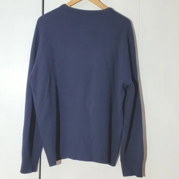 J.Crew- Mens Pure Lambswool Crew neck Navy Blue Sweater luxury warm Sz.Large