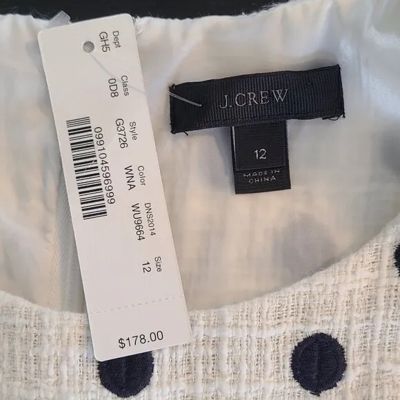 J.Crew Sleeveless Tweed Sheath Dress Resort Quiet Luxury Old Money NEW 12 $178