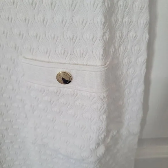 J.Crew Textured Lady Sweater Dress White CA676 Size Medium Preppy Minimalist NWT