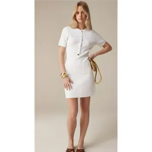J.Crew Textured Lady Sweater Dress White CA676 Size Medium Preppy Minimalist NWT