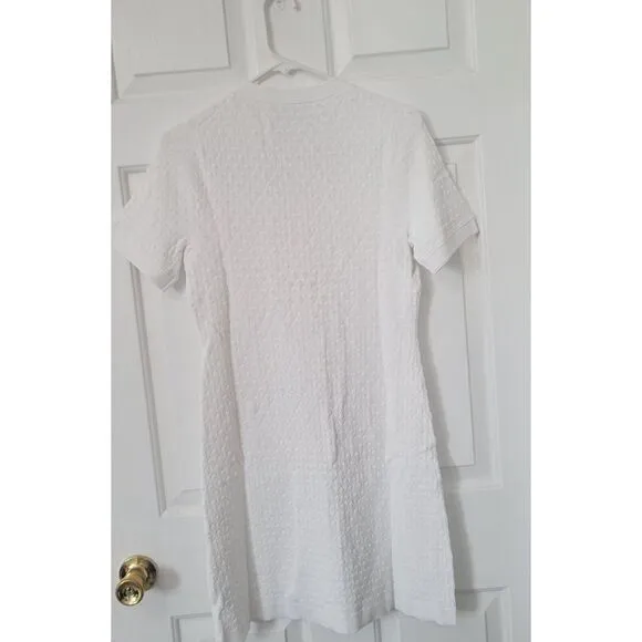 J.Crew Textured Lady Sweater Dress White CA676 Size Medium Preppy Minimalist NWT
