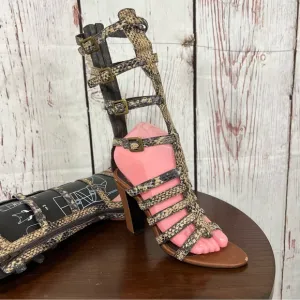 JEFFREY CAMPBELL BOND snake skin embossed Women's Strappy Gladiator Heels Size 7