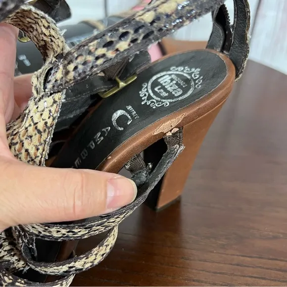 JEFFREY CAMPBELL BOND snake skin embossed Women's Strappy Gladiator Heels Size 7