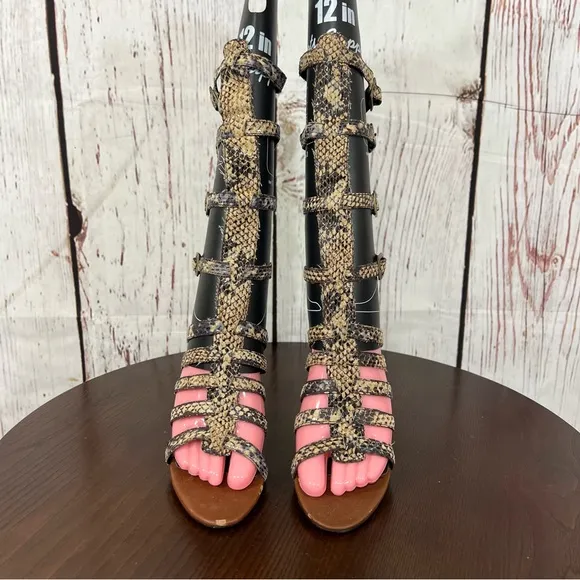 JEFFREY CAMPBELL BOND snake skin embossed Women's Strappy Gladiator Heels Size 7
