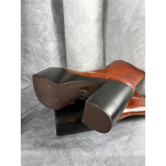 Jeffrey Campbell Nelsons Platform Heeled Ankle Boots Patent Leather TAN Sz 9.5