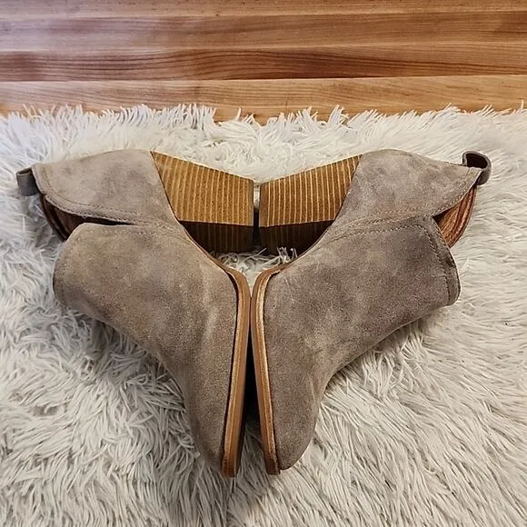 JEFFREY CAMPBELL ROSEE SUEDE BOOTIES TAUPE WOMENS SIZE 10 NWOB