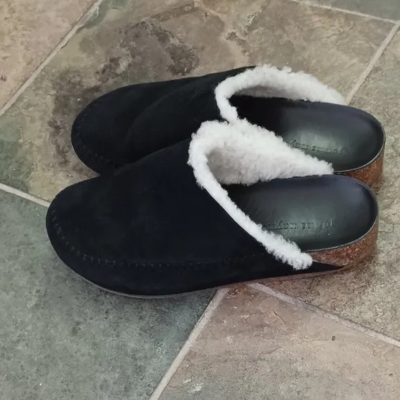 Jenni Kayne Black Slippers with fur