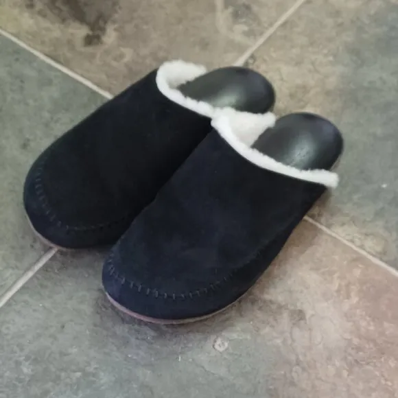 Jenni Kayne Black Slippers with fur