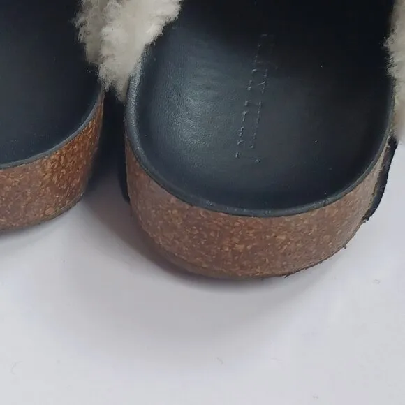 Jenni Kayne Black Slippers with fur