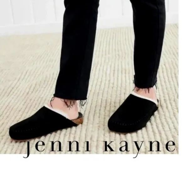 Jenni Kayne Black Slippers with fur