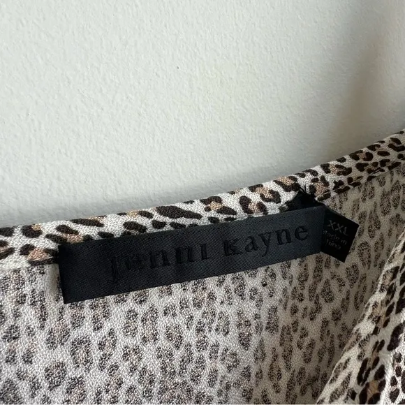 JENNI KAYNE  Leopard Slip Dress Size XXL Quiet Luxury Animal Print V-neck Maxi