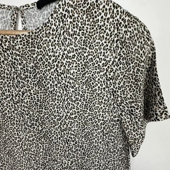 Jenni Kayne Mini Leopard Print Luxury T Shirt Dress SIZE S