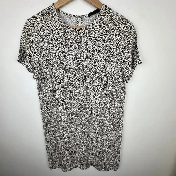 Jenni Kayne Mini Leopard Print Luxury T Shirt Dress SIZE S
