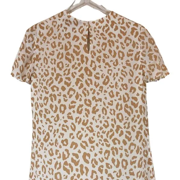 Jenni Kayne Womens 100% Silk Midi Shift T-Shirt Dress Size XS Cheetah Minimalist